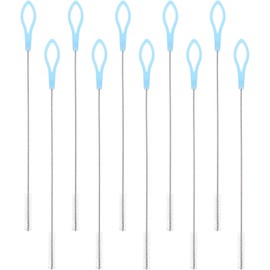 Totority 20 Piezas de Cepillo para Limpiar Pajitas Reutilizable Mango Abs y Cerdas de Acero Inoxidable, Herramienta Portátil para Limpiar Botellas y Pajillas