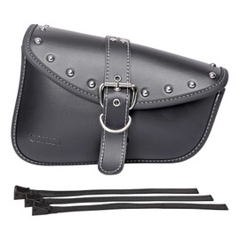 QJBOMTO Motorcycle Saddle Bag Side Bag - Saddle Bag Softail PVC Leather for Harley Sportster Waterproof Side Tool Bag Universal Storage Tool Bag with Cup Holder for Motorcycle (Black) (Right Side)