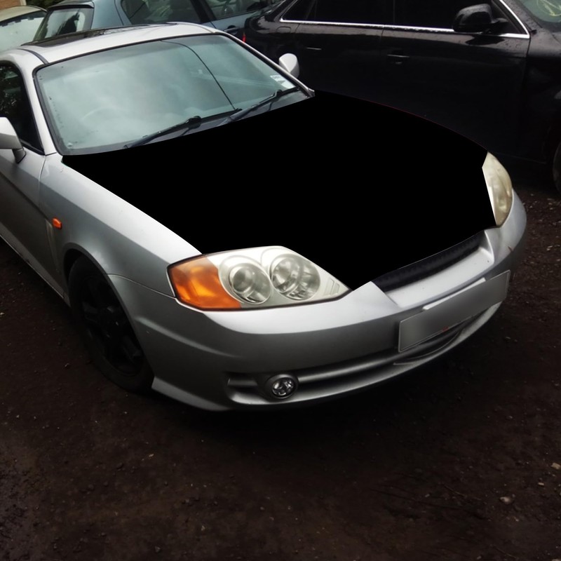 Solid Black Car Hood Cover Durable Weatherproof Universal Fit Car
