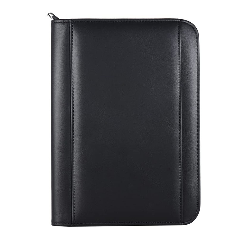 A5 PU Leather Business Portfolio with Calculator Zippered Document Organizer