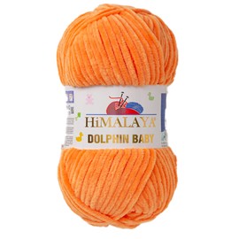 1 Skein/Pack Himalaya Dolphin Baby Chenille Yarn, Each Ball 100 gr (3.5 oz), 120 m (132 Yards), 100% Polyester, Super Bulky Baby Blanket Velvet Amigurumi Yarn, 80316 - Orange