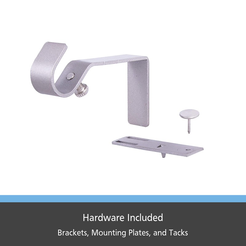 Kenney Fast Fit 5/8" No Measure Curtain Rod Brackets, Brushed
