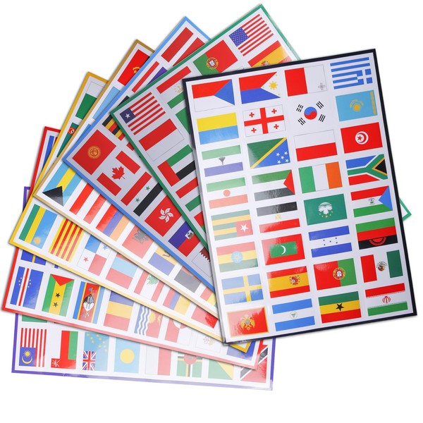 7 Small Country Flag Stickers, 224 Different Country Flags, Country