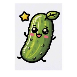 'Cute Kawaii Pickle' Temporary Tattoo - Water Resistant, Skin-Safe, Non-Toxic Transfer (TO00075821)