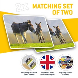 Rectangle Stickers (Set of 2) 10cm - Cute Donkey and Baby Animal Fun Decals for Laptops,Tablets,Luggage,Scrap Booking,Fridges, 12923