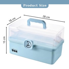 BAONUO Medizinbox, Medikamentenbox aufbewahrung, Apothekenbox, Medikamentenbox aufbewahrung 3 Ebene, Multifunktionaler medizinbox in Kunststoff für zu Hause, im Freien (hellblau)