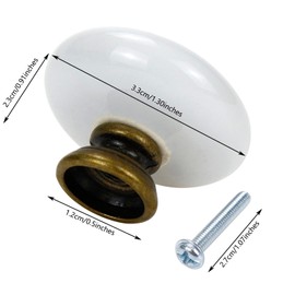 Faotup 6Pcs White Ceramic Cabinet Knobs Round Retro Dresser Knobs Decorative Drawer Knobs for Cupboard, 1.3"x1.3"x0.91"