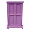 Healifty Dollhouse Cabinet Wooden Mini Purple Wardrobe Dollhouse Furniture Miniature