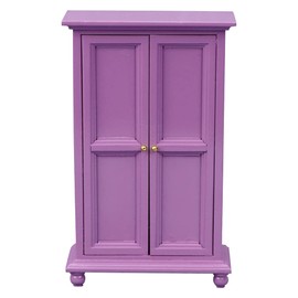Healifty Dollhouse Cabinet Wooden Mini Purple Wardrobe Dollhouse Furniture Miniature Furniture Model Toy 1:12 Dollhouse Bedroom Living Room Accessories Micro Landscape Decoration