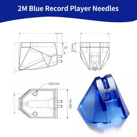 Replacement Stylus 2M Blue Compatible with Ortofon Fluance Rt83 Rt84 Rt85, Nude Elliptical Diamond Tip, Sound Quality Restored, 2M Record Player Needles Replacement 2M Blue and 2M Red Cartridge