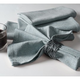 Native Fab Solid Cloth Napkin Set of 4, 100% Chambray Cotton, Washable, Reusable Dinner Cloth Napkin 17x17 inches, Table Decor Napkins for Dinner, Events, Teal Green