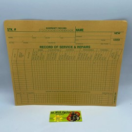 Vintage Motorcycle Dealership Record of Service & Repairs Folder