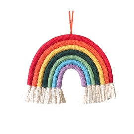 Andiker Rainbow Macrame Wall Ornaments, 7 Threads Colorful with Woven Tassel Wall Hanging Decoration Handmade Rainbow Ornaments for Apartment Dormitory Baby Room Apartment Gallery (Rainbow)