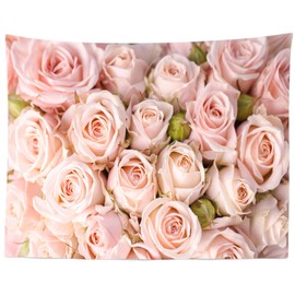 Loccor 5x3ft Fabric Flowers Backdrop Photography Backdrop Pink Rose Wall Art for Women Girls Living Room Dorm Apartment Home Baby's Room Wall Covering College Bedroom Aesthetic Wall Hanging Curtain