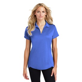 Ladies Heathered Moisture Wicking Golf Polo-S-True Royal
