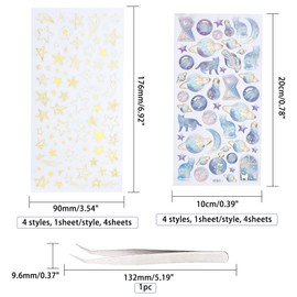 OLYCRAFT 8 Sheets 3D Planner Stickers, Cute Space Stickers, Colorful Planet Star Unicorn Cat Decals, Self-Adhesive Resin Stickers for Calendar Scrapbook Journal Planner Phone Decor and Resin Crafts