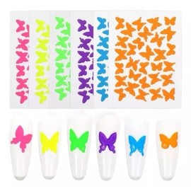KFMX Calcomanías Para Uñas Neón Nail Stickers 12 Pzas Decoración