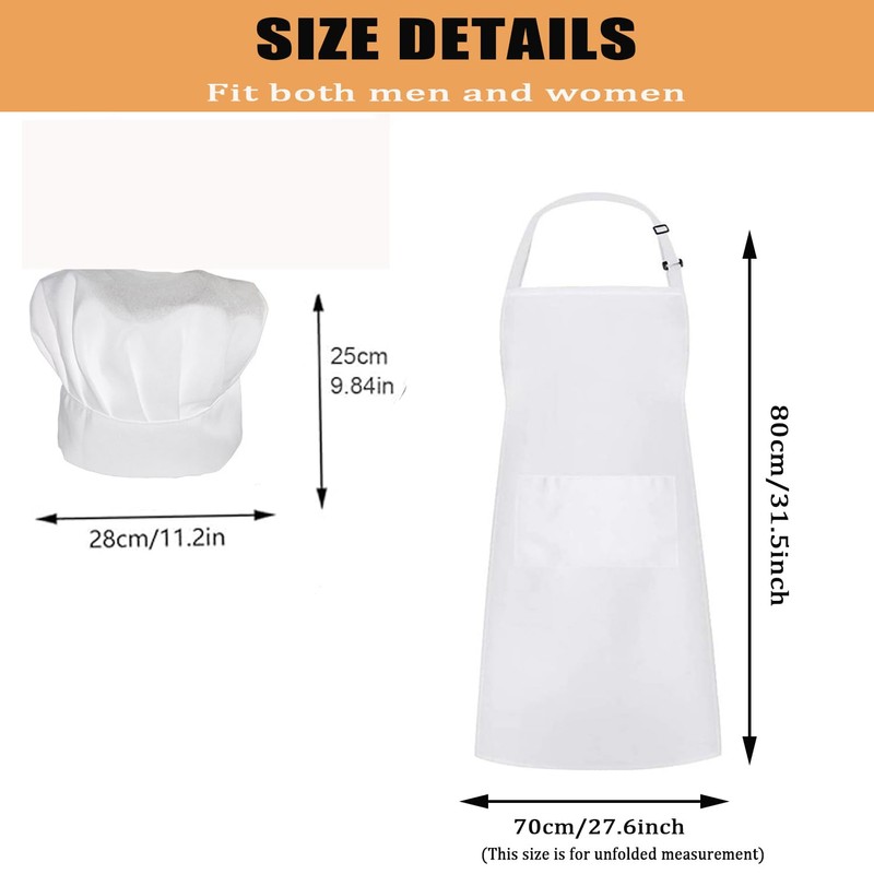 LxcshLjx 2 Pcs Chef Apron Hat Set, Adjustable Bib Chef