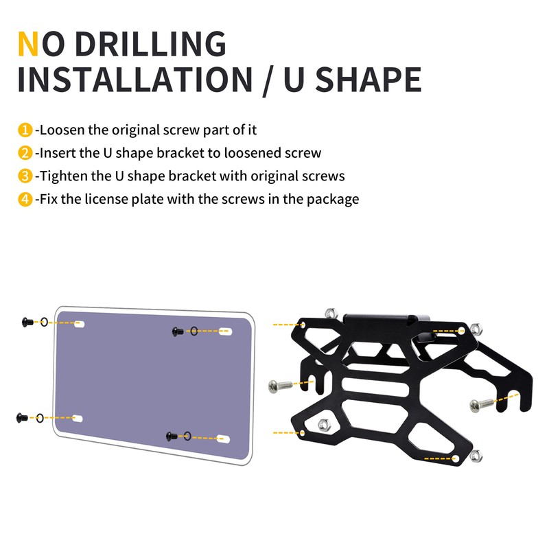 RERPRO Flip-Up Front License Plate Frame Bracket Holder for 10"