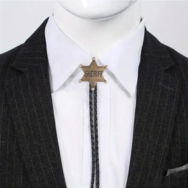Jeilwiy Sheriff Bolo Tie for Men Native American Gold Bolo Ties for Women Country Ties Western Cowboy Neck Tie