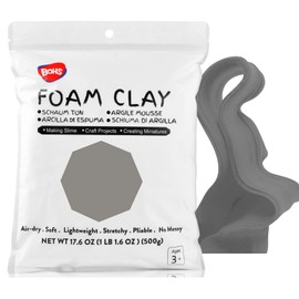 BOHS Gray Modeling Foam Clay- Air Dry, Squishy,Pliable - Molding Clay for Adult Arts & Crafts Project,Fake Bake,Cosplay,Slime Supplies,1.1Lbs/500G