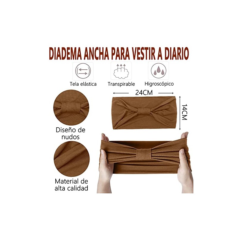 6 diademas anchas BAGOTT en 6 colores con material reversible