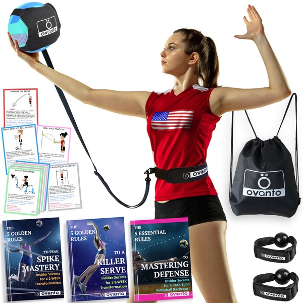 OVANTO Volleyball Training Equipment Aid – Adjustable Practice Hitting Rebounder