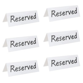 6 Pack Acrylic Reserved Table Signs for Wedding Party Restaurant - Double Sided Reserved Tent Sign for Tables Chairs - Wedding Accessories Guest Reservation Sign - 5.9 x 2 Inches - White