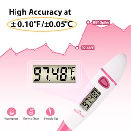 Easy@Home Basal Body Thermometer: BBT for Fertility Prediction with Memory Recall - Accurate Digital Basal Thermometer for Temperature Monitoring with Premom App - EBT-018 (Pink)