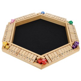 Pacific Shore Games Shut The Box Game 6 Player – Natural Wood, Wooden Board Game, Table Games for Adults, Bar Games, Portable Dice Game for 1-6 Players, Classic Games