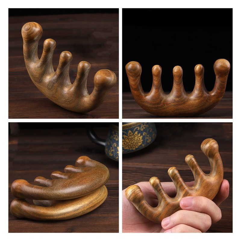 Coollooda Hair Comb, Half Moon Comb, Scalp Massage, Sandalwood Comb,