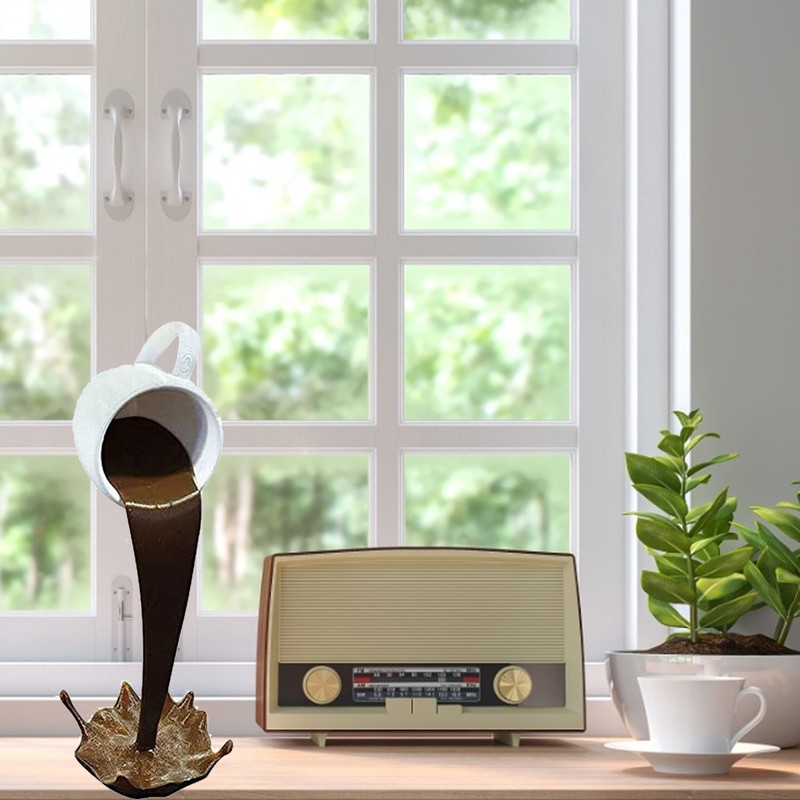 Floating Spilling Coffee Cup Spilling Pouring Coffee Cup Sculpture Sculpture