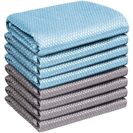Airlab Streak Free Miracle Cleaning Cloths Easy Clean Nanoscale, Pack of 8, 12' x 16', Microfiber Polishing Windows Glass Lint Free Rags Stainless Steel Car Kitchen Reusable