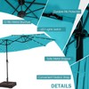 HAPPYGRILL 15 FT Double-sided Patio Umbrella with Solar Lights, Crank