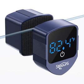 SEAOURA Aquarium Magnetic Cleaner with Thermometer, Fish Aquarium Mini Magnetic Brush for Glass Fish Tank,Tiny Magnet Cleaner Floating Cleaning ToolAlgae Scrapers(Only for Glass Fish Tank) (Blue)