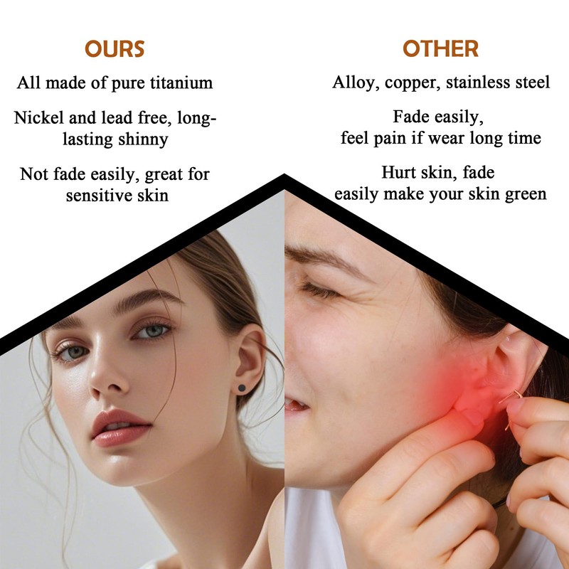 BLISI Titanium Dot Earrings Black 20G Hypoallergenic Black Disc Studs