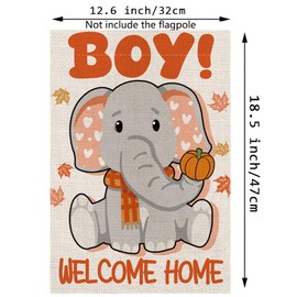Fall Garden Flag Welcome Baby Boy Aumtumn Seasonal Flags for Farmhouse Yard Lawn Decor Vertical Double Sided 12.5 x 18 Inch