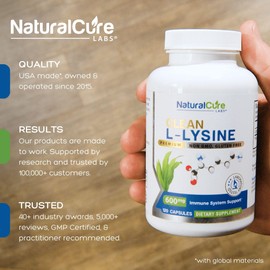 Palmara Health Clean L-Lysine 600mg, 120 Capsules | Vegan, Non-GMO, & Gluten Free