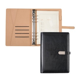 Leather A5 Binder, 6 Round Ring Binders Planner Notebook for A5 Filling Paper - Ring Binder - Personal Organiser - Black