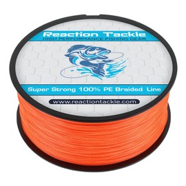 Reaction Tackle Braided Fishing Line Hi Vis Orange 65LB 1500yd