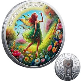 Children's Breast Teeth Medal Tooth Fairy Magic Coin Change Teeth Moonlight Pact Fear of Losing Teeth Shenanigans to Open The Child's First Growth Ceremony(Silver)
