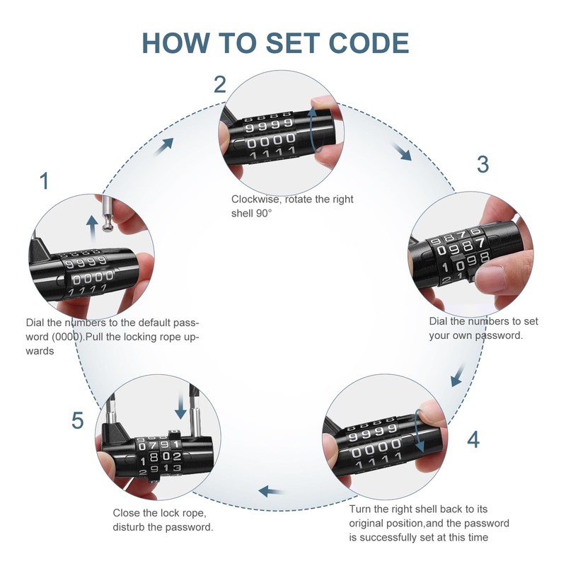Ankilo Long Shackle Padlock, 4 Digit Combination Padlock with Code,