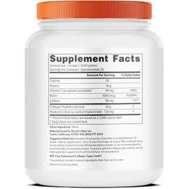 Doctor's BEST Pure Collagen Peptides w/Hyaluronic Acid - Collagen Powder Supplement for Women & Men, Unflavored, 18 g Protein & 90 mg Vitamin C per Serving, Supports Healthy Skin & Hair - 14.8 oz