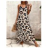 SOLY HUX Women's Leopard Print Maxi Dress V Neck Spaghetti