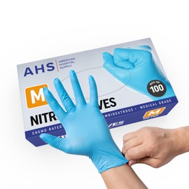American Hospital Supply Nitrile Gloves, Chemo-Rated Gloves Pack, Powder-Free, Examination Gloves | Medical Gloves Medium Box of 100