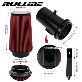 RULLINE 4" Air Intake System Air Intake Pipe with Oiled Filter Compatible with Ford F250 F350 F450 6.4L Powerstroke Diesel 2008-2010 Red