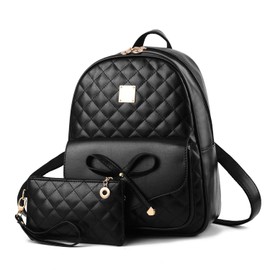 I IHAYNER 2-PCS Girls Fashion Backpack Bowknot Cute Mini Backpack PU Leather Rucksack Purse for Women COMET