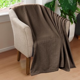 SUPERIOR Diamond Weave Blanket, 100% Cotton Cover for Home, Couch, Bed, Soft, Warm Blankets, Boho Aesthetic, Comfy, Cozy, and Cute Covers, Decorative Bedding Essentials, King, Chocolate