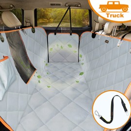 iBuddy Dog Car Seat Covers for Back Seat of Cars/Trucks/SUV, Waterproof Dog Car Hammock with Mesh Window, Side Flaps and Dog Seat Belt, Durable Anti-Scratch Nonslip Machine Washable Pet Car Seat Cover…