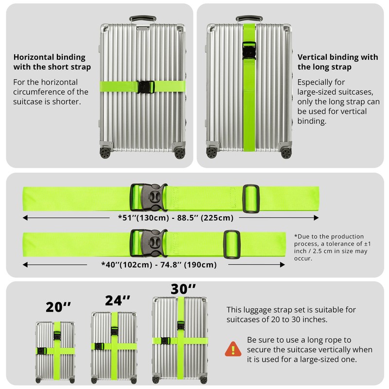 Heavy Duty Adjustable Luggage Connector Straps for Suitcases 4PCS Add